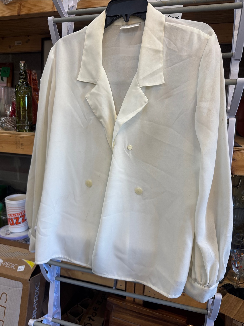 Liz Claiborne Cream Double-Breasted Blazer